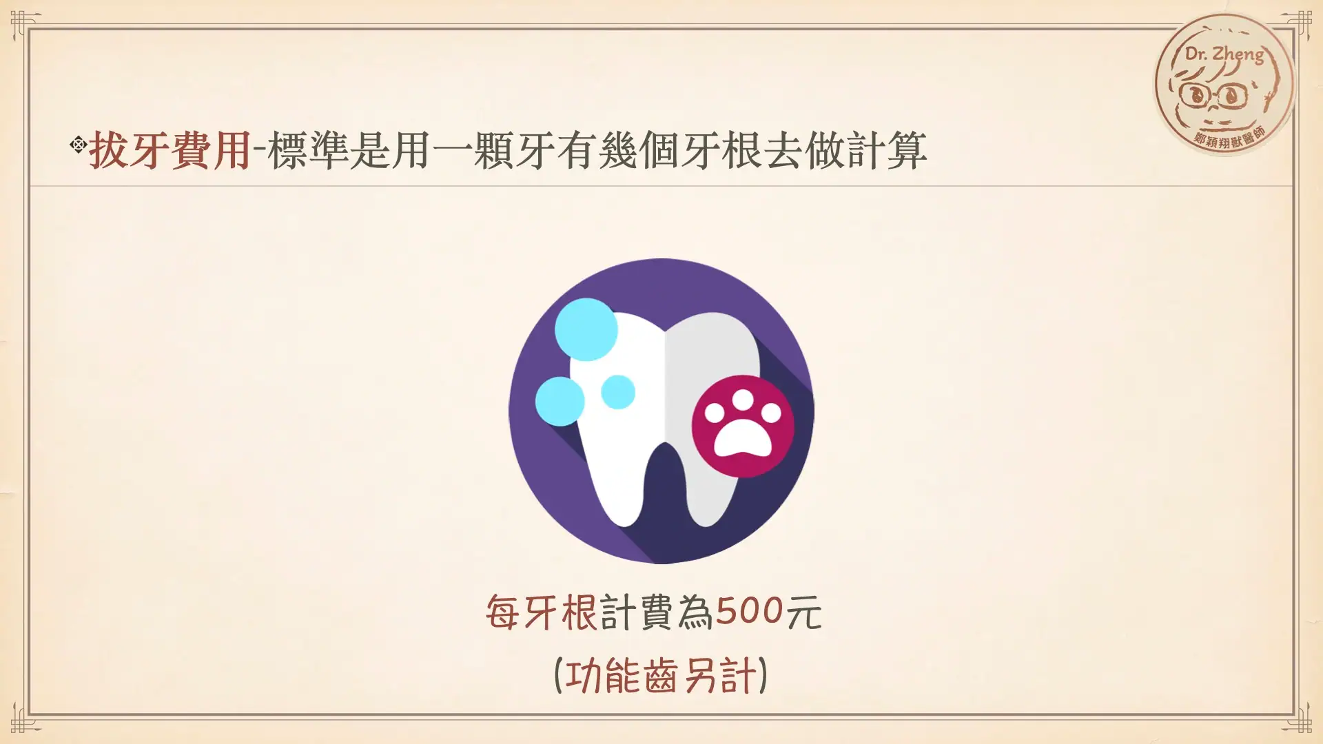 獸醫犬貓牙科拔牙計費標準,通常以牙根計費
